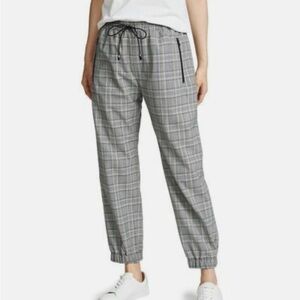 Milly Wool Gray Plaid Drawstring Jogger Pants SZ  Medium